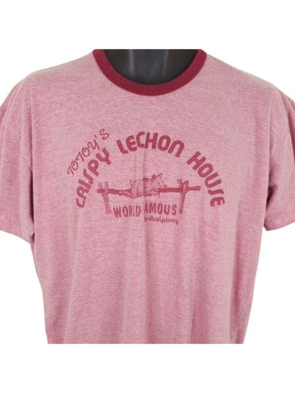 Totoys Crispy Lechon House T Shirt Mens Size XL Red Tribal Pinoy Made In USA